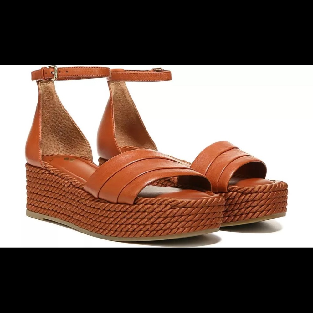 FRANCO SARTO A-Via Espadrille Platform Wedge Ginger Leather, Size8 Retail$130